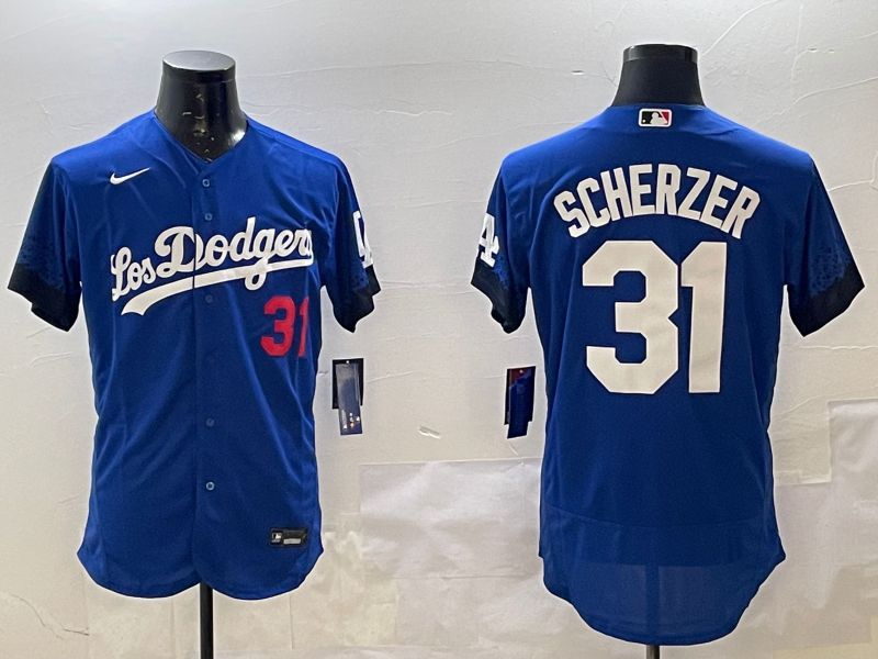 Men Los Angeles Dodgers #31 Scherzer Blue City Edition Elite Nike 2025 MLB Jersey style 1->los angeles dodgers->MLB Jersey